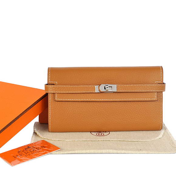 High Quality Hermes Kelly Wallet Togo Leather Bi-Fold Purse A708 Camel Fake